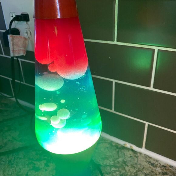 Rainbow Lava Lamp Colorful Glass Motion Glitter 14" Kid Decor Green Red Purple - Picture 6 of 6
